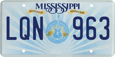 MS license plate LQN963