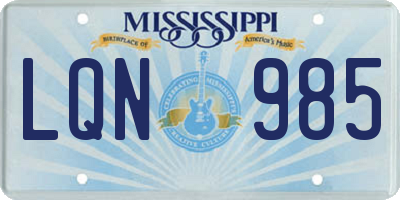MS license plate LQN985