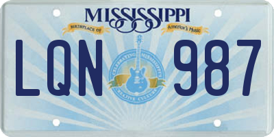 MS license plate LQN987