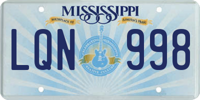 MS license plate LQN998