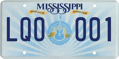 MS license plate LQO001