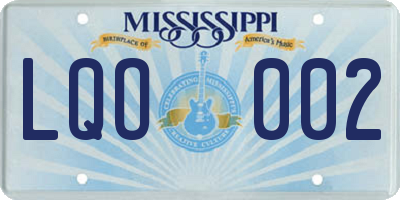 MS license plate LQO002