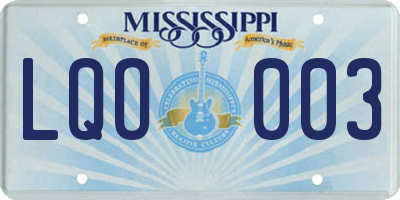 MS license plate LQO003