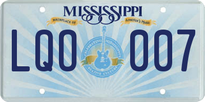 MS license plate LQO007