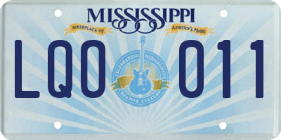 MS license plate LQO011