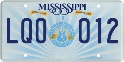 MS license plate LQO012