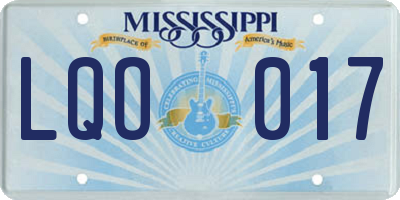 MS license plate LQO017