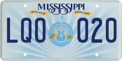 MS license plate LQO020