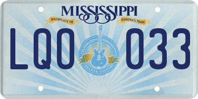 MS license plate LQO033