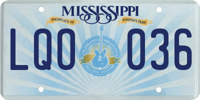 MS license plate LQO036