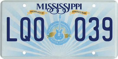 MS license plate LQO039
