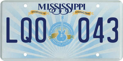 MS license plate LQO043