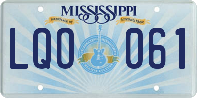 MS license plate LQO061