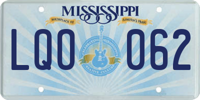 MS license plate LQO062