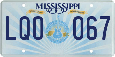 MS license plate LQO067