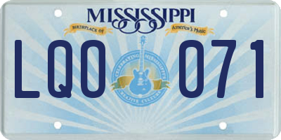 MS license plate LQO071