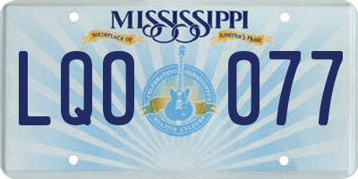 MS license plate LQO077