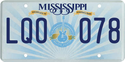 MS license plate LQO078