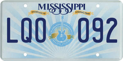 MS license plate LQO092