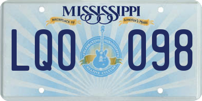 MS license plate LQO098