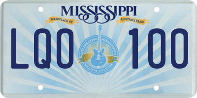 MS license plate LQO100