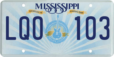 MS license plate LQO103