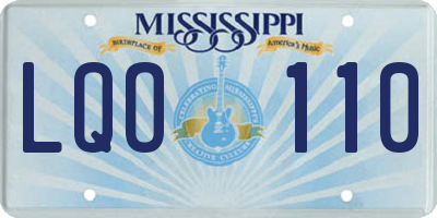 MS license plate LQO110