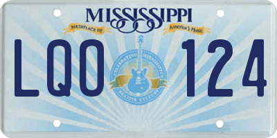 MS license plate LQO124