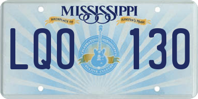 MS license plate LQO130