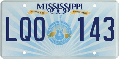 MS license plate LQO143