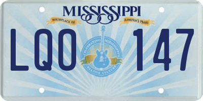 MS license plate LQO147