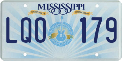 MS license plate LQO179