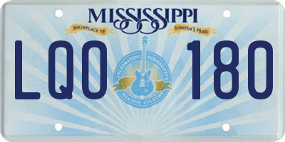 MS license plate LQO180