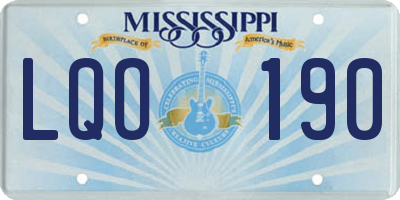 MS license plate LQO190
