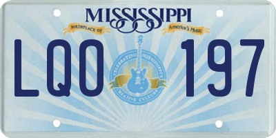 MS license plate LQO197