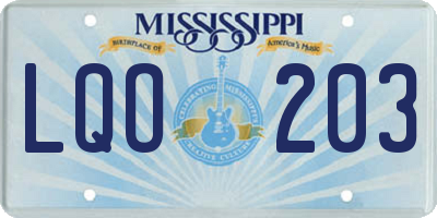 MS license plate LQO203