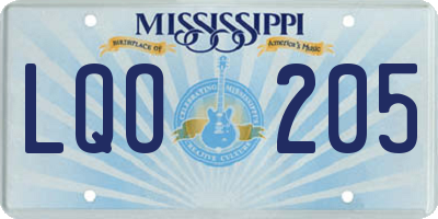 MS license plate LQO205