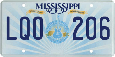 MS license plate LQO206
