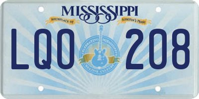 MS license plate LQO208