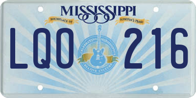 MS license plate LQO216