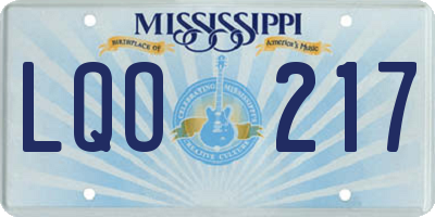 MS license plate LQO217