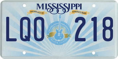 MS license plate LQO218