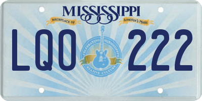MS license plate LQO222