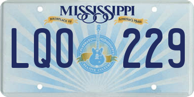 MS license plate LQO229