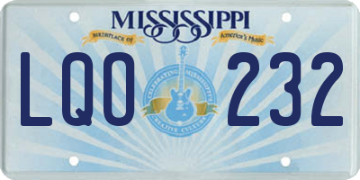 MS license plate LQO232
