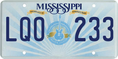 MS license plate LQO233