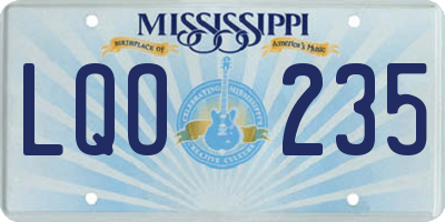 MS license plate LQO235