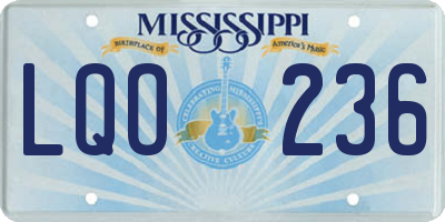 MS license plate LQO236