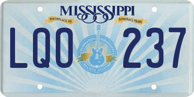 MS license plate LQO237