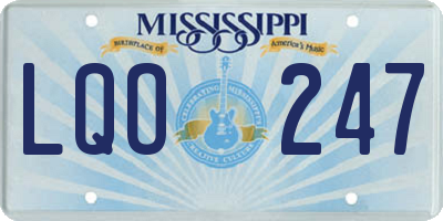 MS license plate LQO247